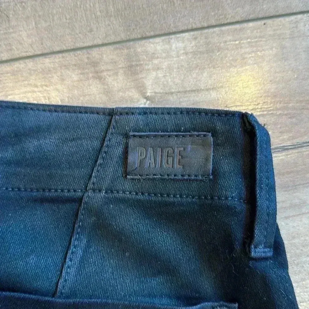 Paige Mayslie Jogger Pants in Black Fog Luxe Coated Sz 23 - Image 9