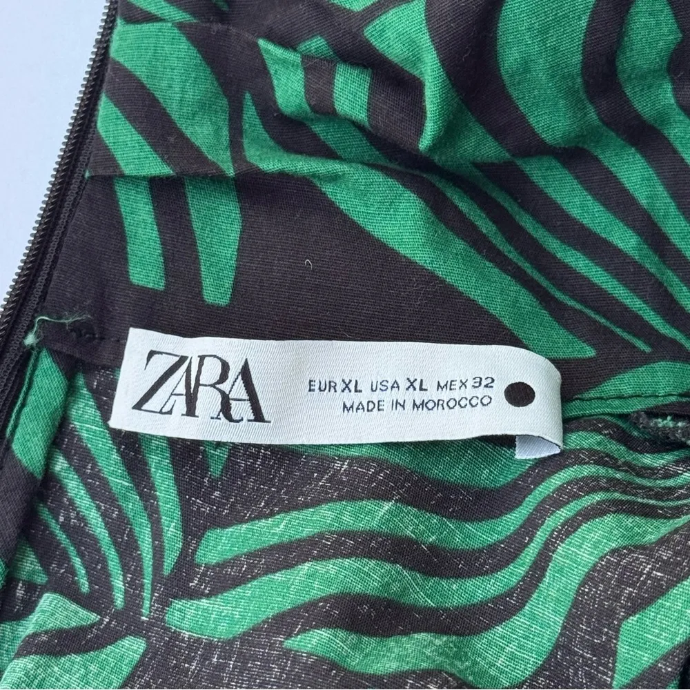 Zara Green Patterned Women's Dress XL - Image 3