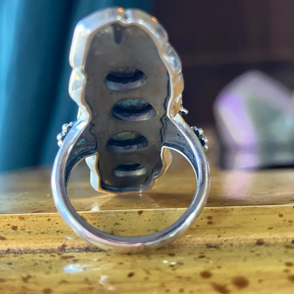 Natural Blue Moon Turquoise Sterling Silver Snake Ring Size 6 - Image 5