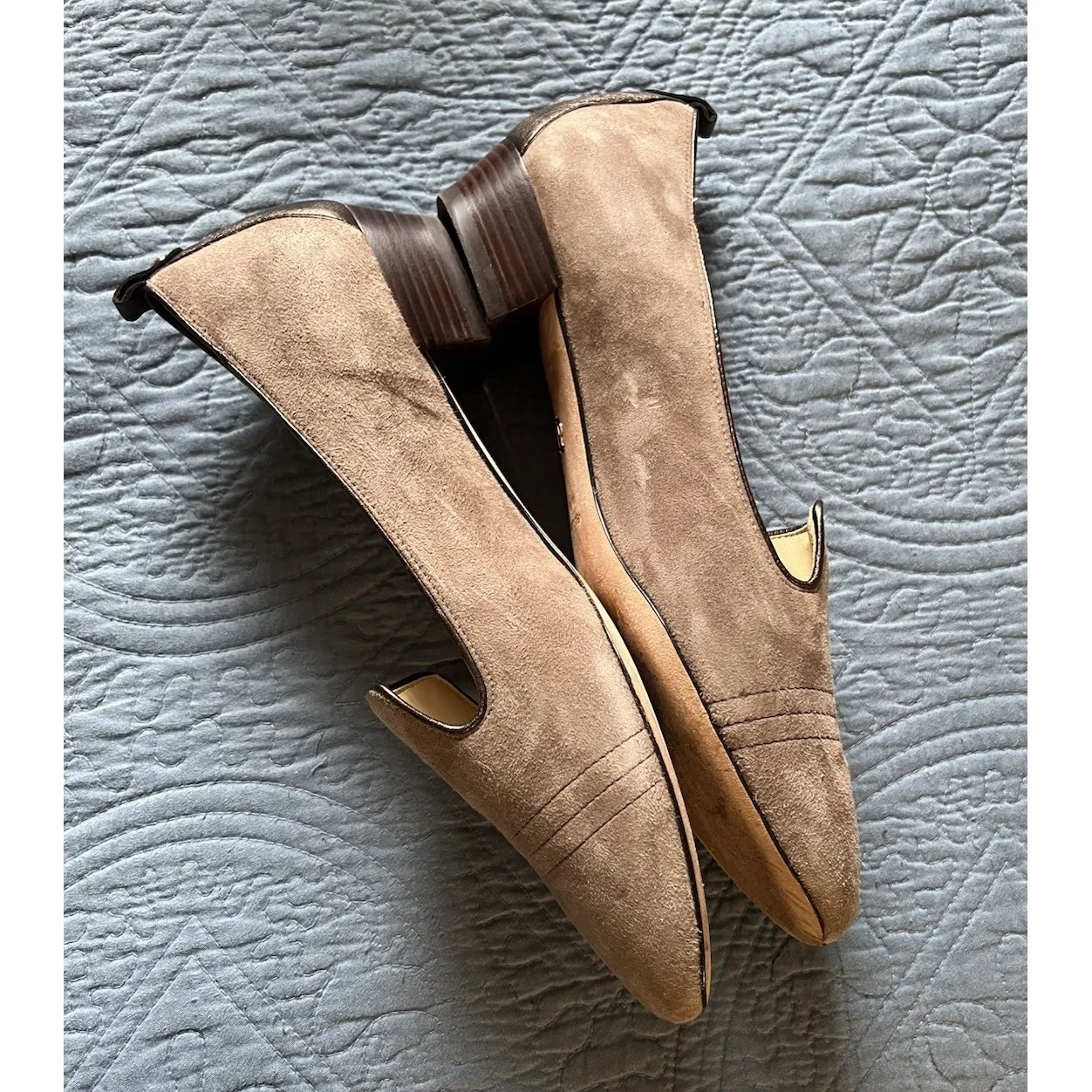 Vero Cuoio Vc Signature Vi-Nova Taupe Gray Brown Suede Slip On Loafers Size 8.5M - Image 4