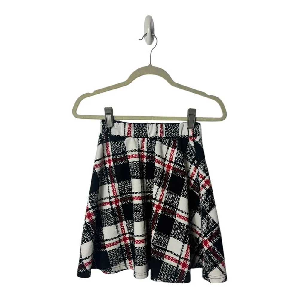 SHEIN Plaid Flare Skirt Black White Red Women’s Size 4 A-Line Mini - Image 8