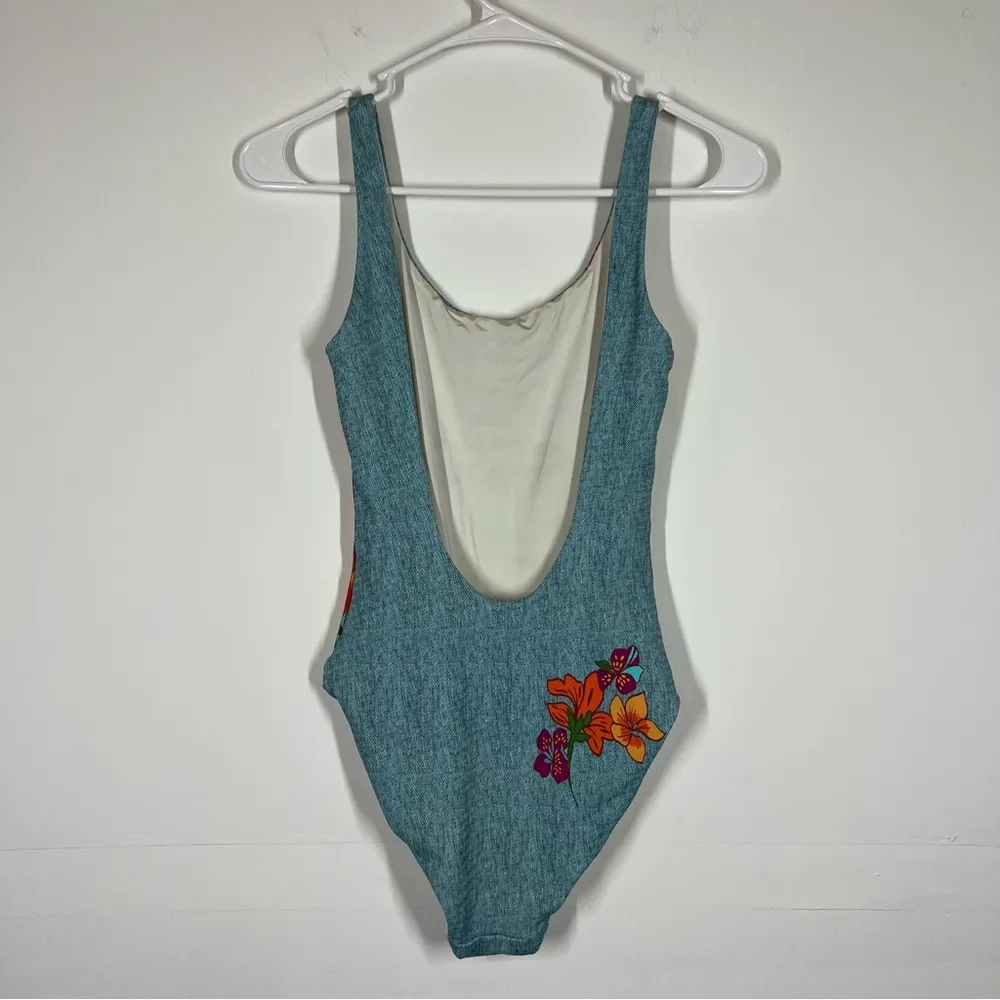Onia Kelly Woodstock Denim One Piece Swimsuit Size Small - Image 4