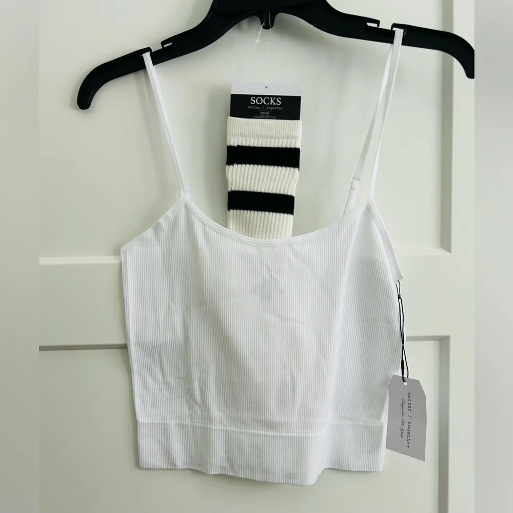 black sweatshirt cardigan & white crop tank & socks Juniors size M… - Image 3