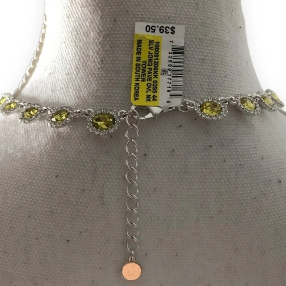 Charter Club Silver Tone Jonq Pave Crystal Oval Necklace - Image 5