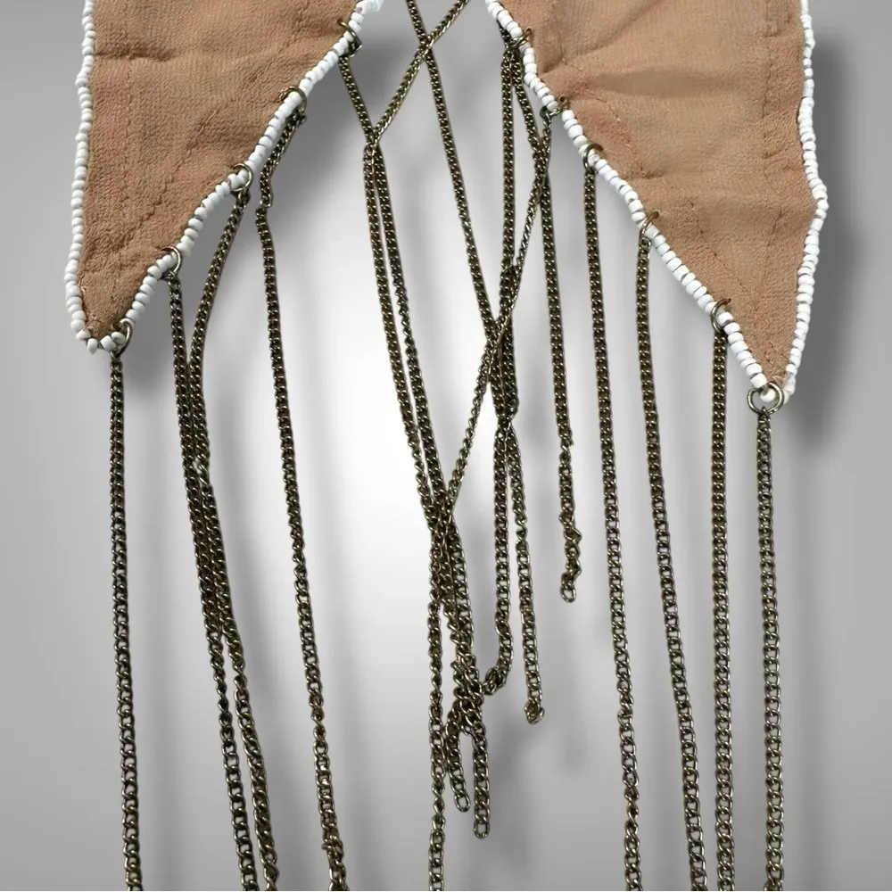 Free People Riley Pony Scarf Western Bohemian Beaded Chain Fringe Hair Tie NWT - Image 11