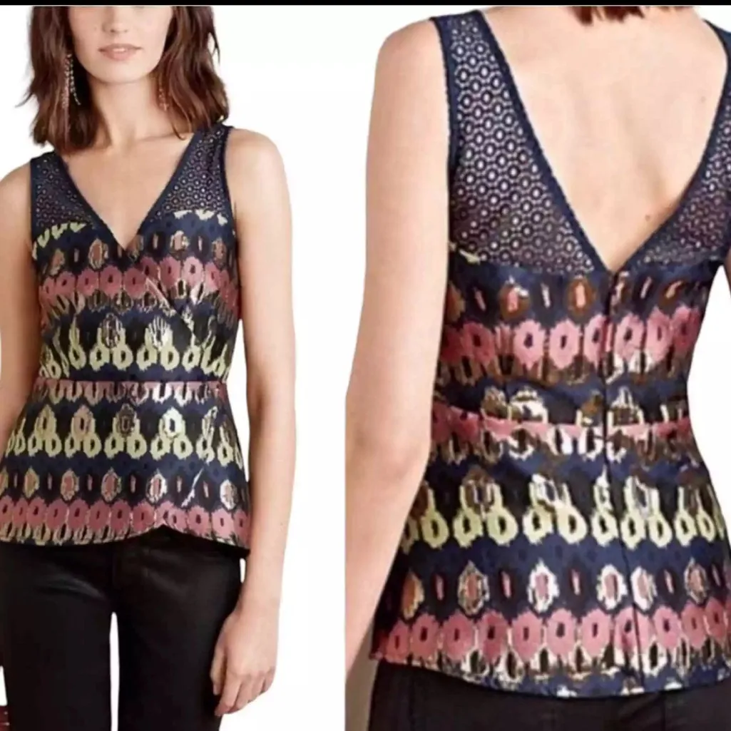 Antropologie HD In Paris Womens Size 14 Blue Blouse - Image 2