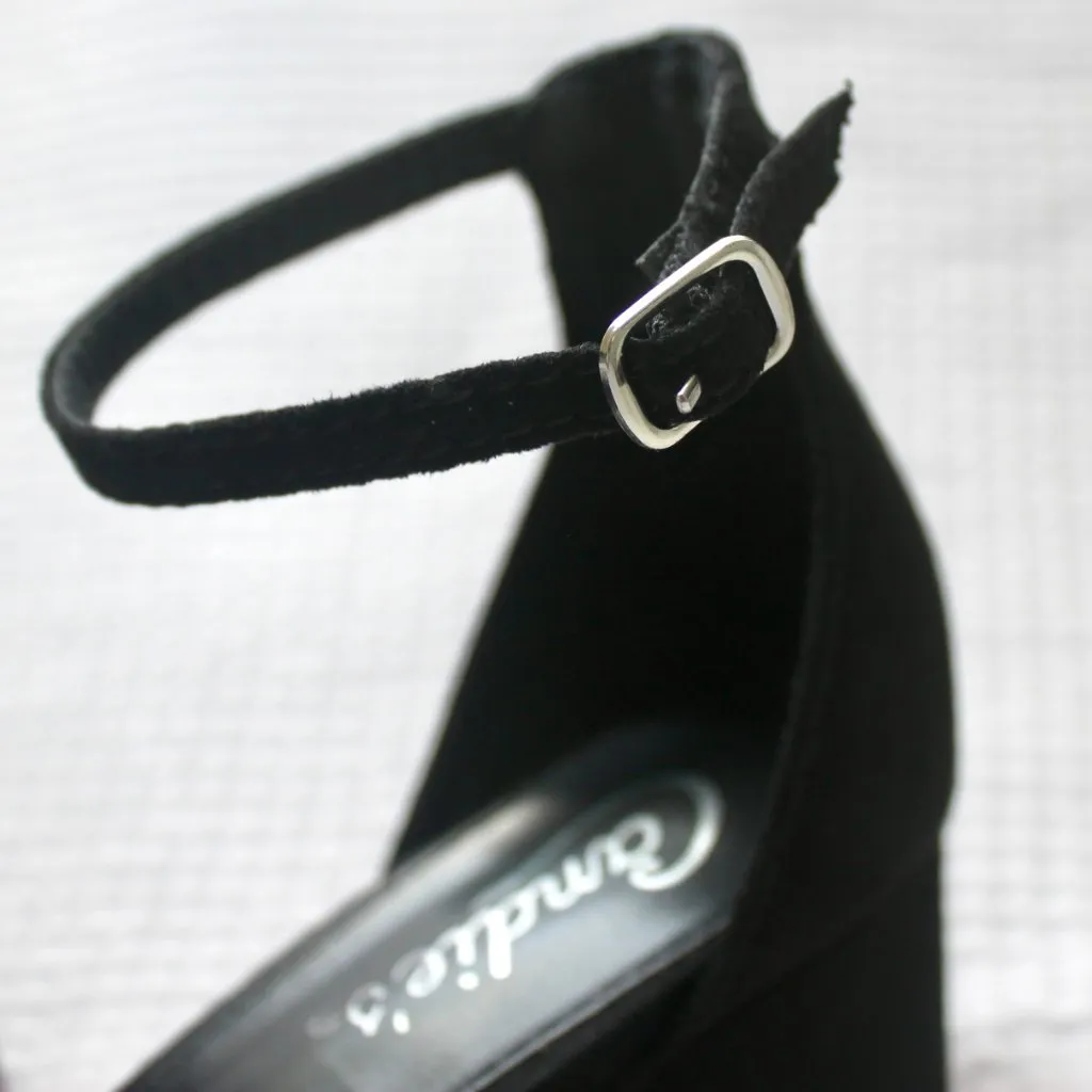 Candie's Black Faux Suede Block Heel Adjustable Ankle Strap 2 Inch Heels Shoes 6 - Image 6