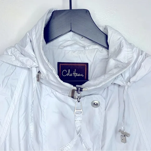 Cole Haan Pearl Windbreaker Tie Belt Hooded‎ Jacket Size Small - Image 4