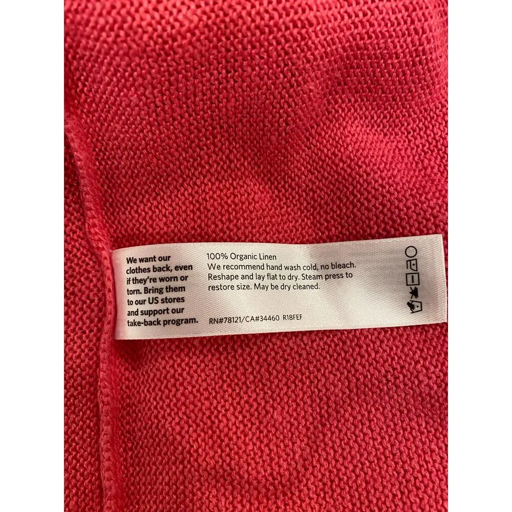 Eileen Fisher Women's Organic Linen Sweater M Pink Red Colorblock Boatneck - Image 5
