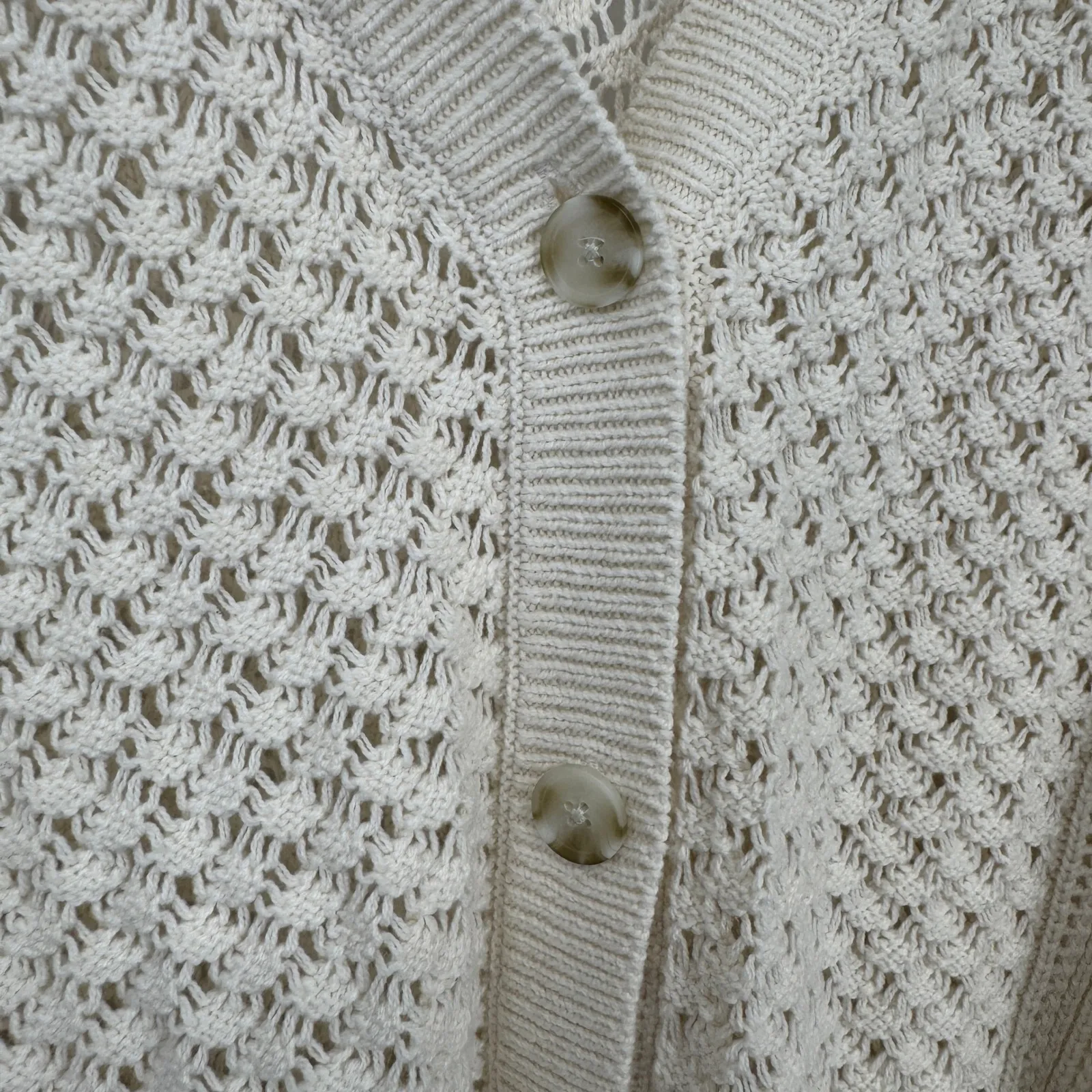 SONOMA Cardigan Sweater Womens Large Cream Crochet Knit Boho Grannycore NEW - Image 4