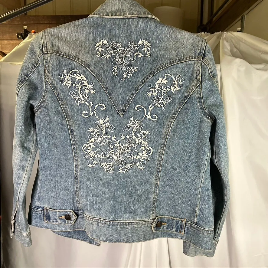 Coldwater Creek Denim Jacket Womens P4 Embroidered Western Jean Coat - Image 8
