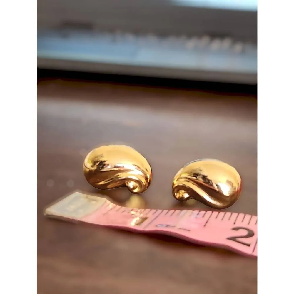 Vintage 80's Women's‎ Chunky Gold Tone Swirl Cluster Clip On Earrings Elegant - Image 6