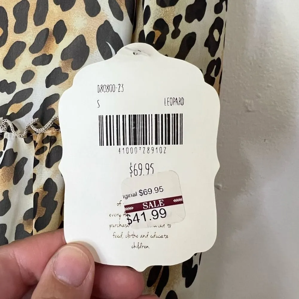 NWT Altar'd State Leopard Print Long Sleeve Flowy Tiered Mini Dress Size S - Image 6