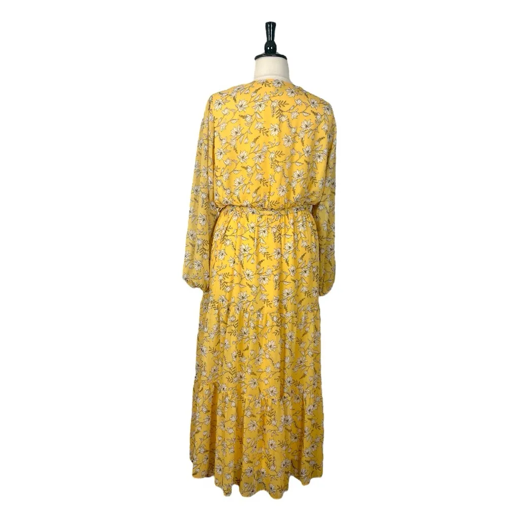 City Chic Dress Maxi Wrap Top Elastic Waist Belted Yellow Floral Women’s Size 20 - Image 4