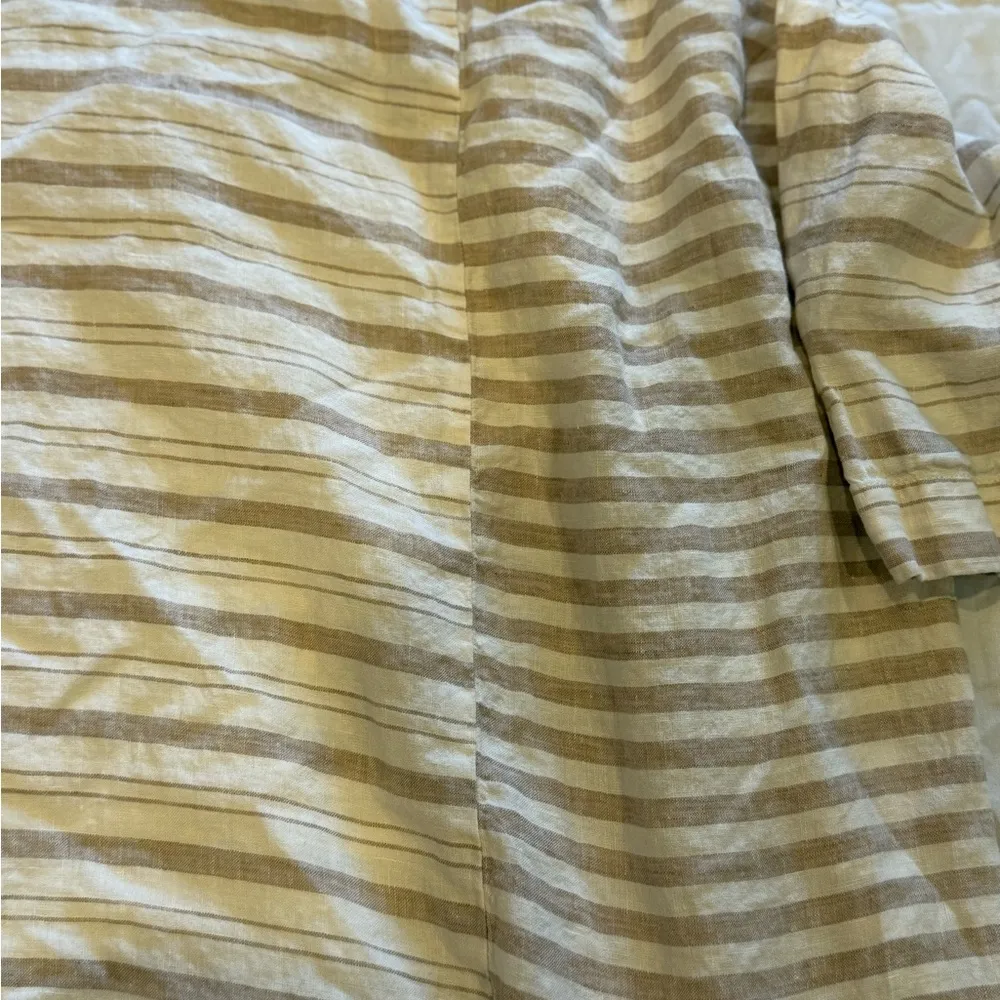 J. Jill Beige Striped Linen Blouse Size Small Tan - Image 6