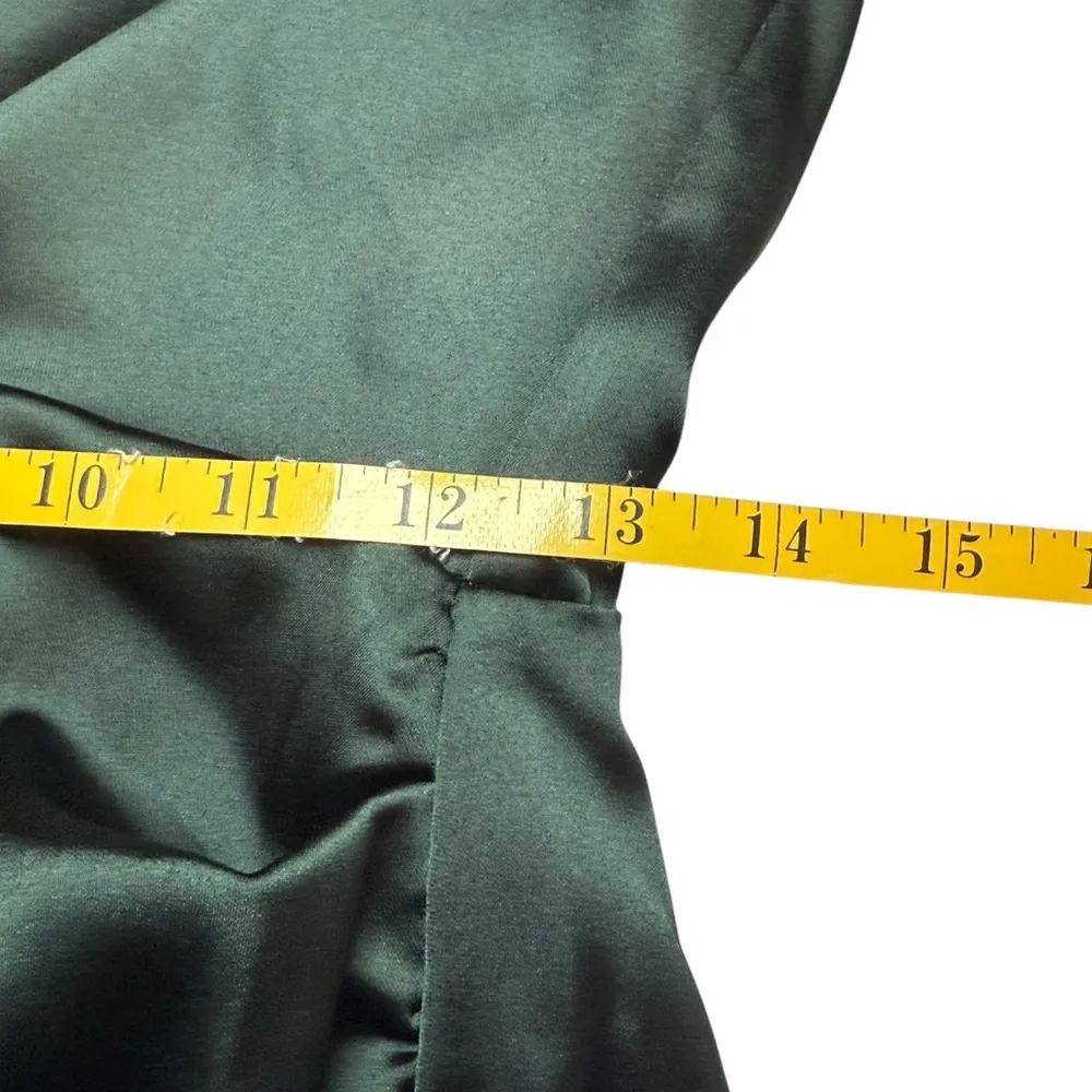 Zara Short Satin Effect Dress Size XS Deep Green V-Neck Party Cocktail Event EUC - Image 8