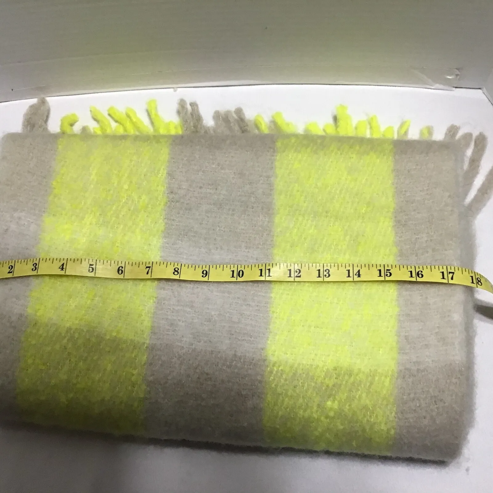 Maurice's Large Sweater Wrap Scarf‎  Yellow Gray Fringe Warm Polyester Acrylic - Image 8