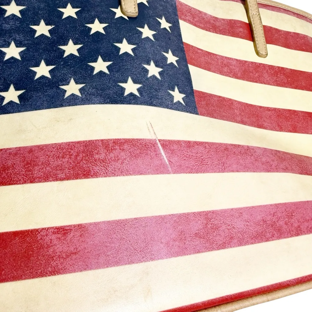 USA American Flag Leather Shoulder Tote‎ Blue - Image 4