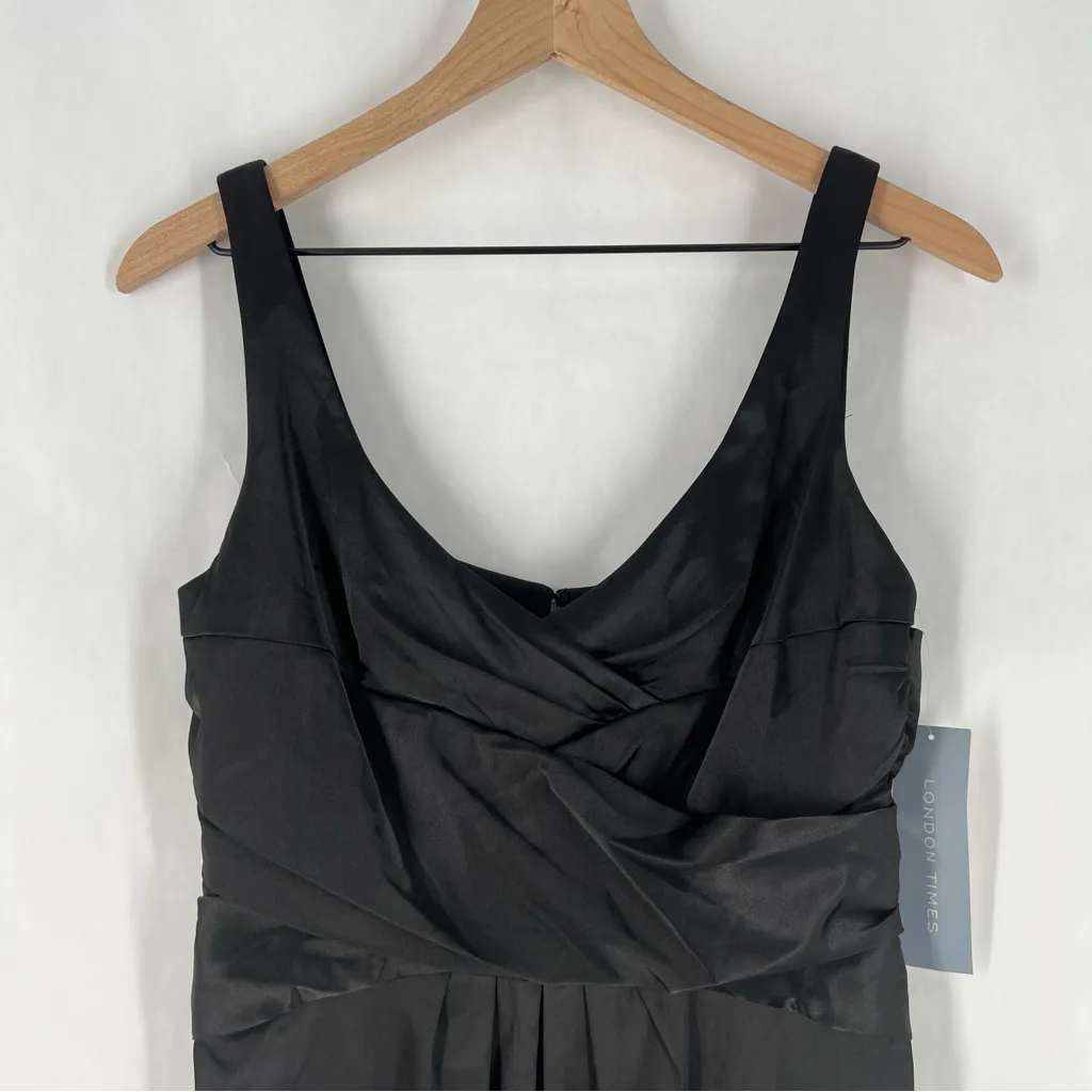 London Times Elegant Black Stretch Satin  Sleeveless‎ Sheath Dress NWT Size 10 - Image 3