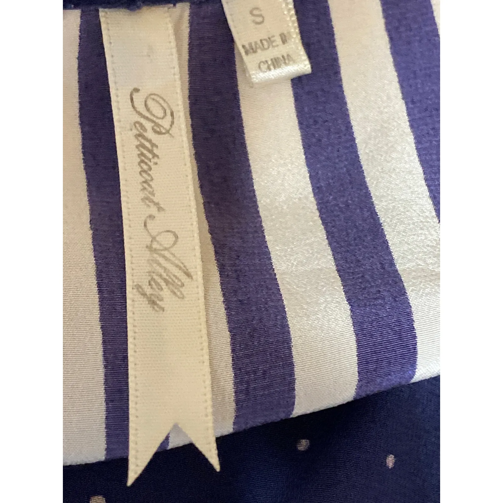 Petticoat Alley Blue Polka Striped Faux Wrap Sleeveless Mini Tank A-Line Dress S - Image 3