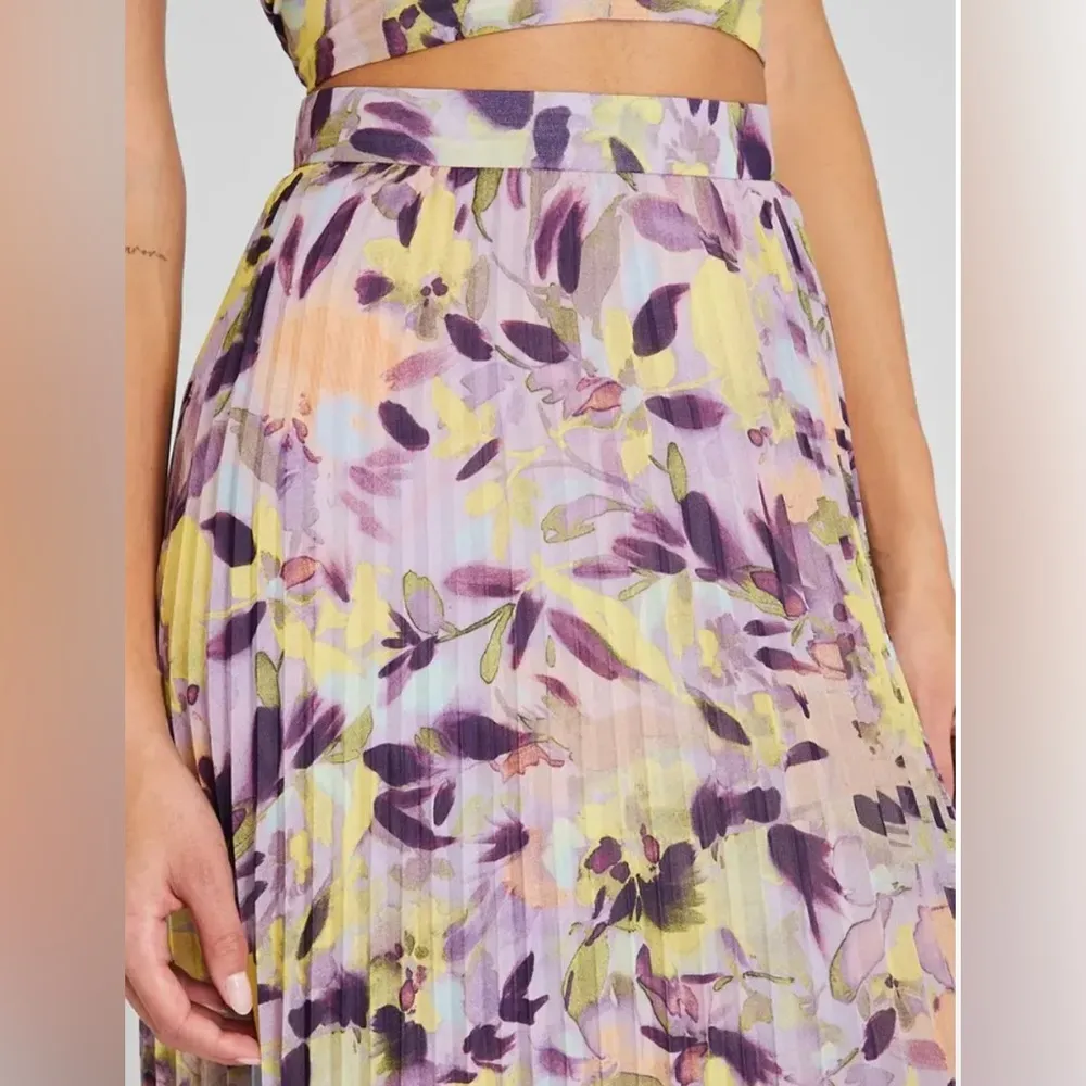 Club Monaco Purple and Yellow Floral Maxi Skirt - Image 3