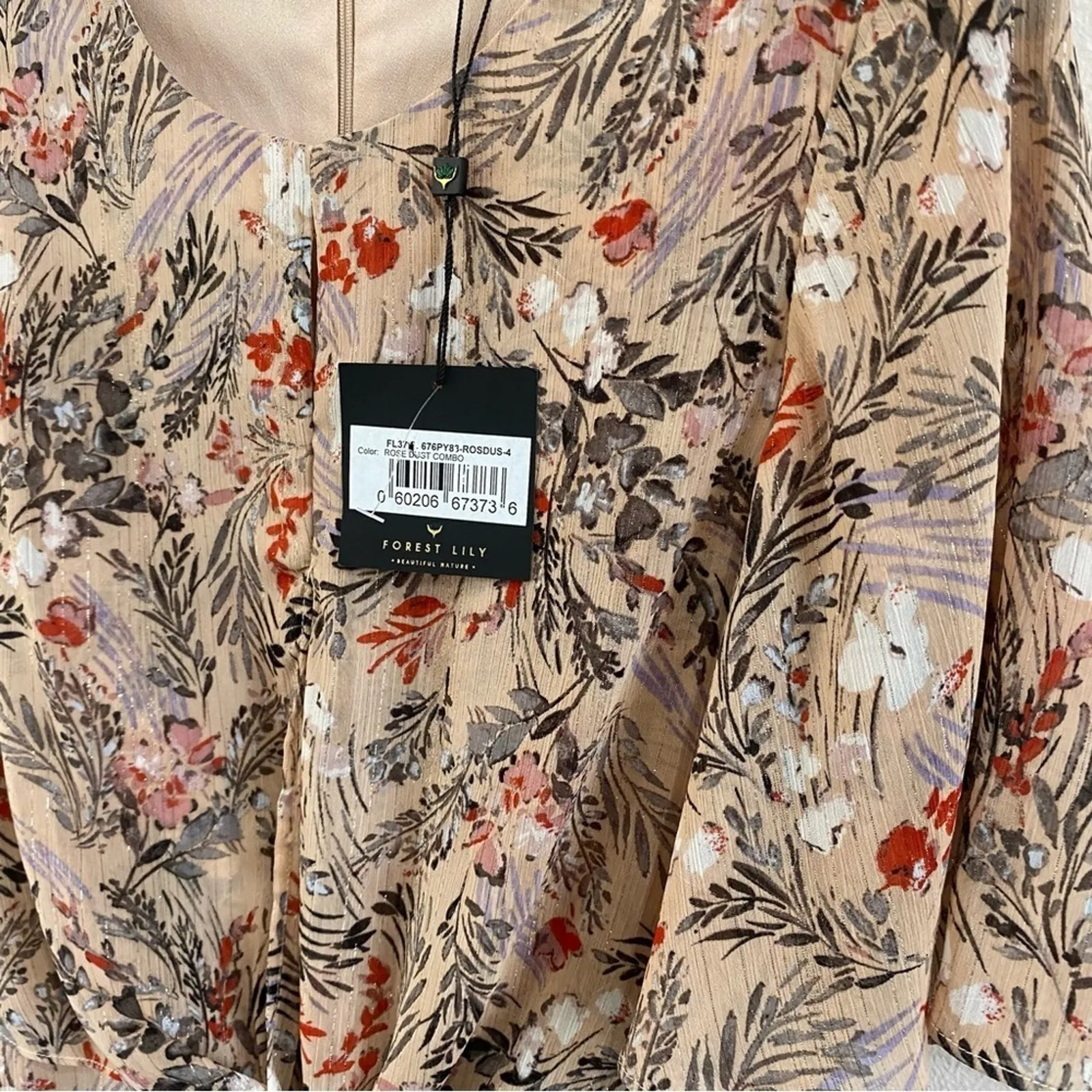 Forest Lily Knot Waist High Low Hem Dress Size 4 Floral Ruffle Summer Wedding Pink - Image 12