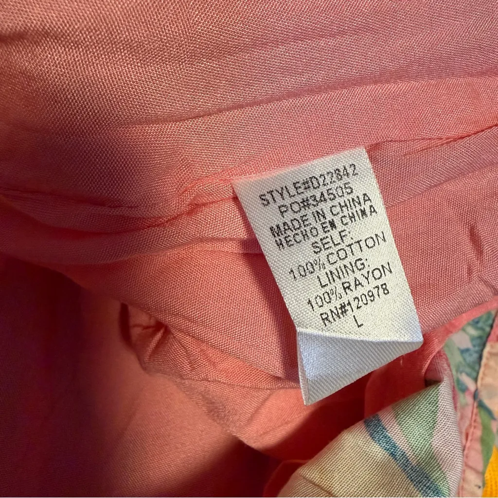 Entro dress rickrack detailing floral print colorful ric rac tulips lined L NWT - Image 9