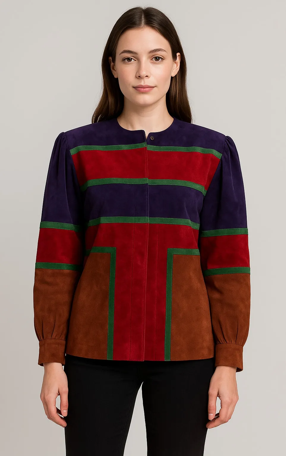 Mario Valentino Made in Italy suede jacket bold color-block Italian 42 (US S-M)a - Image 1