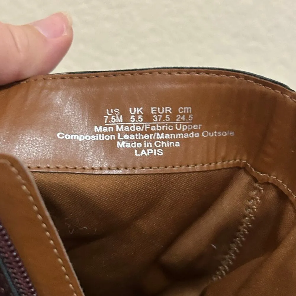 Franco Sarto Boots Womens Size 7.5 Cranberry Red Brown Suede Autumn Western Boho - Image 4