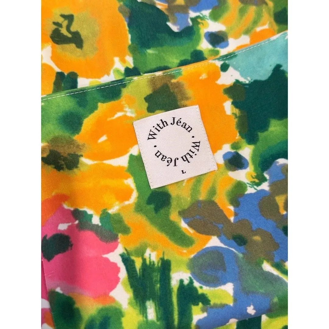 With Jean Womens Dress Green Lala Splice Floral Mini Strapless Tube Boho Large - Image 4