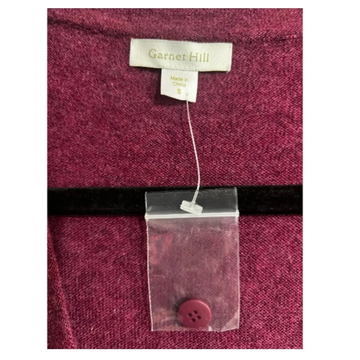 Garnet Hill Cardigan Sweater Size Small Burgundy 100% Wool Womens Ruffle - Image 3