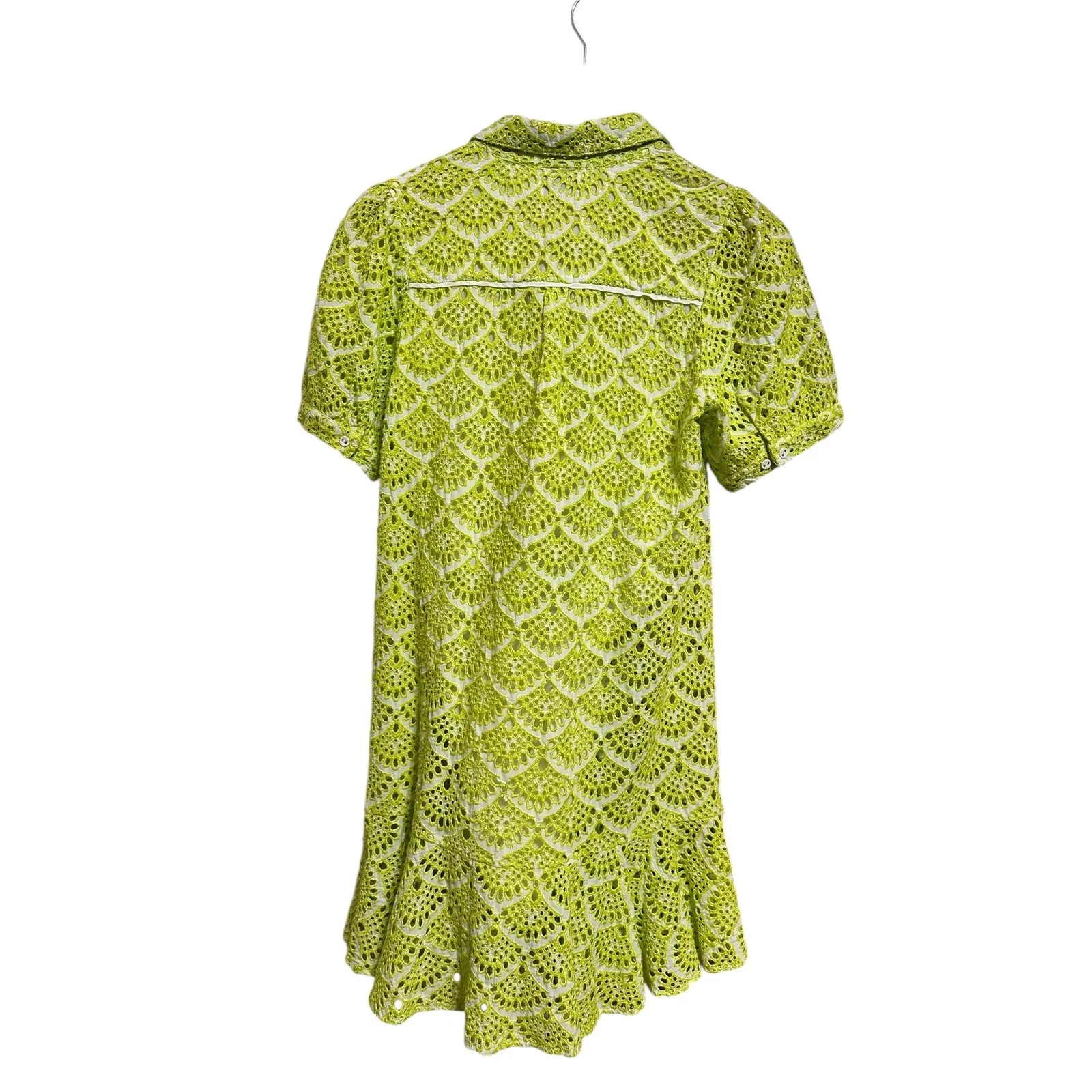 Tanya Taylor Aliciana short sleeve cotton eyelet shirtdress Yellow Lace  0 - Image 7