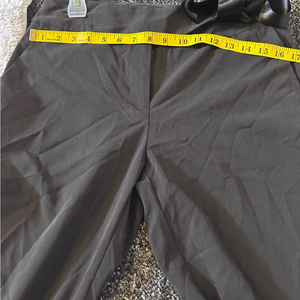Elegant Gray Satin Bow Women's Trousers Size 8 - Image 7