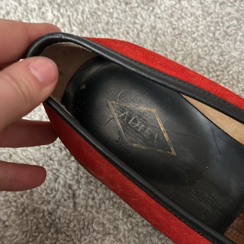 ADIEU LOAFERS‎ SIZE 43. Red and black leather suede - Image 4
