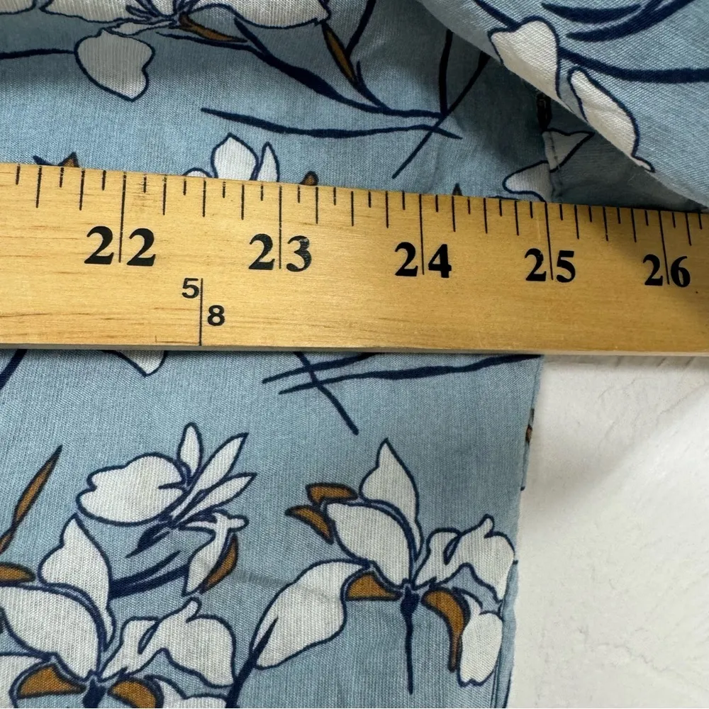 Oat New York Blue Floral Hawaiian Print Button Down Shirt Womens M Short Sleeve Size M - Image 2