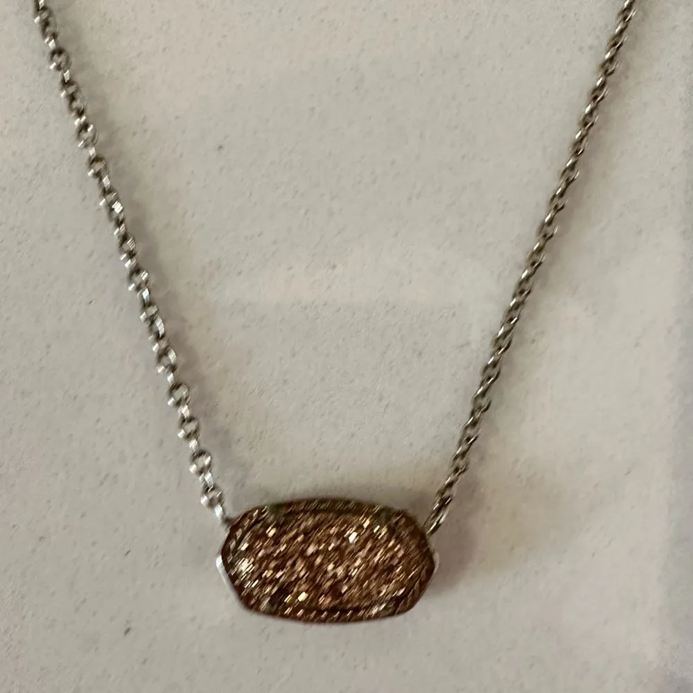 Kendra Scott Elisa Copper Drusy Pendant Silver Chain Necklace - Image 3