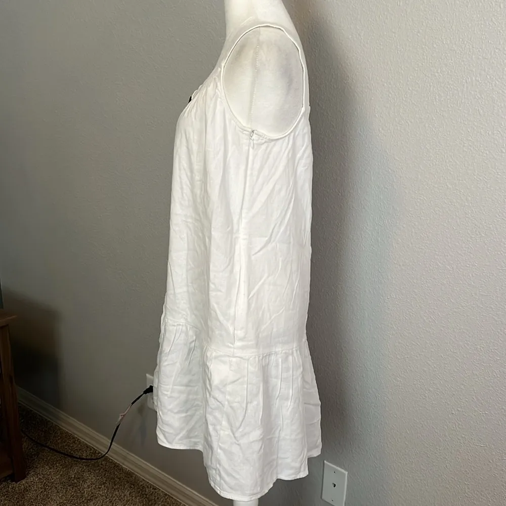 JCrew Factory Linen Blend Button Front Mini Dress White Size 00 - Image 5