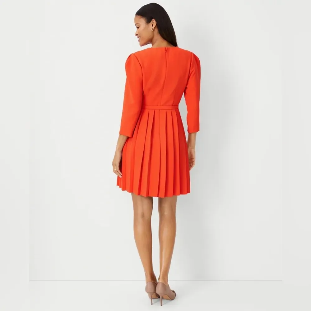 NEW Ann Taylor Orange Pleated Dress size 6 - Image 3