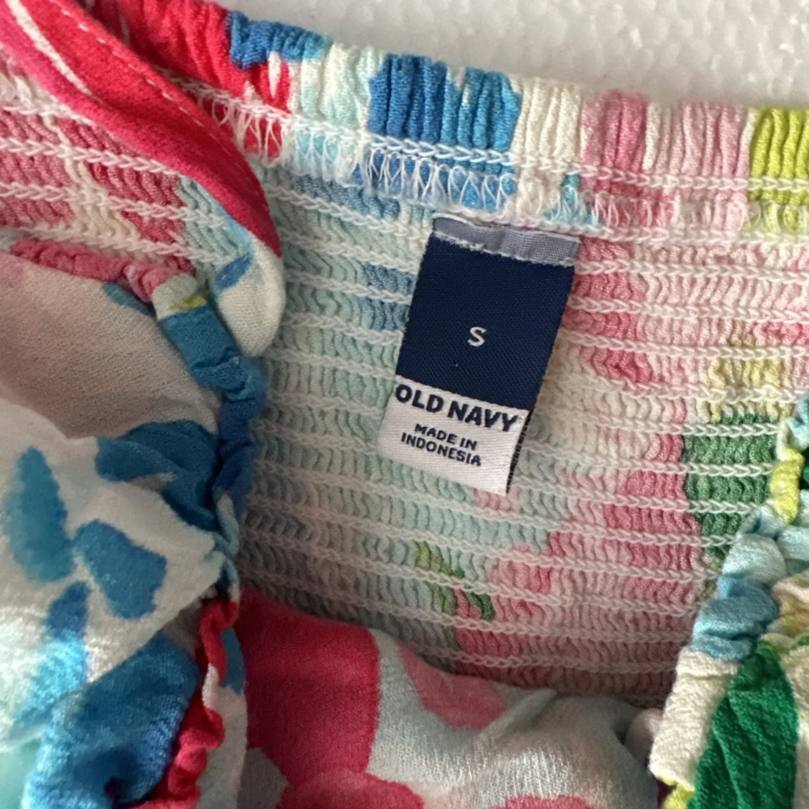 Old Navy Pink Blue Floral Midi Dress Small Milkmaid Babydoll Cottagecore Sundres - Image 5