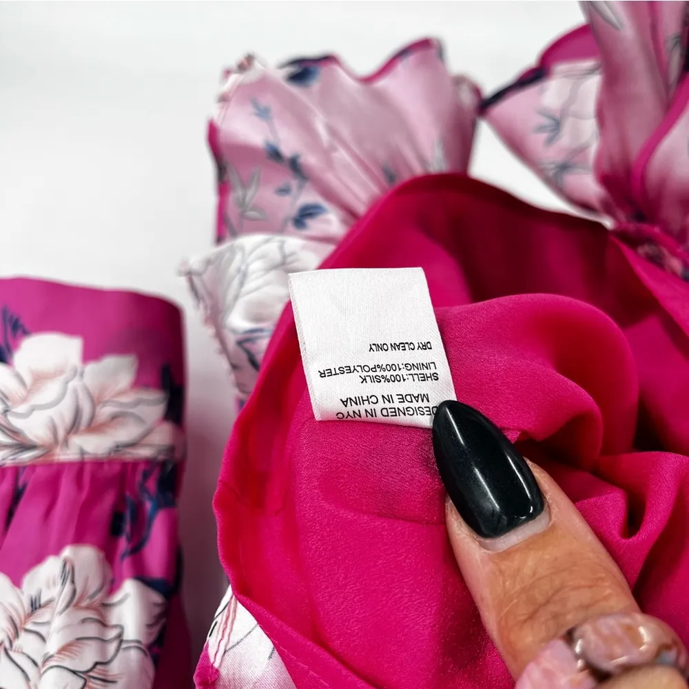 REVOLVE‎ YUMI KIM Daphne Dress Velvet Morning Silk Hot Pink Blue Flowers Vibrant - Image 7