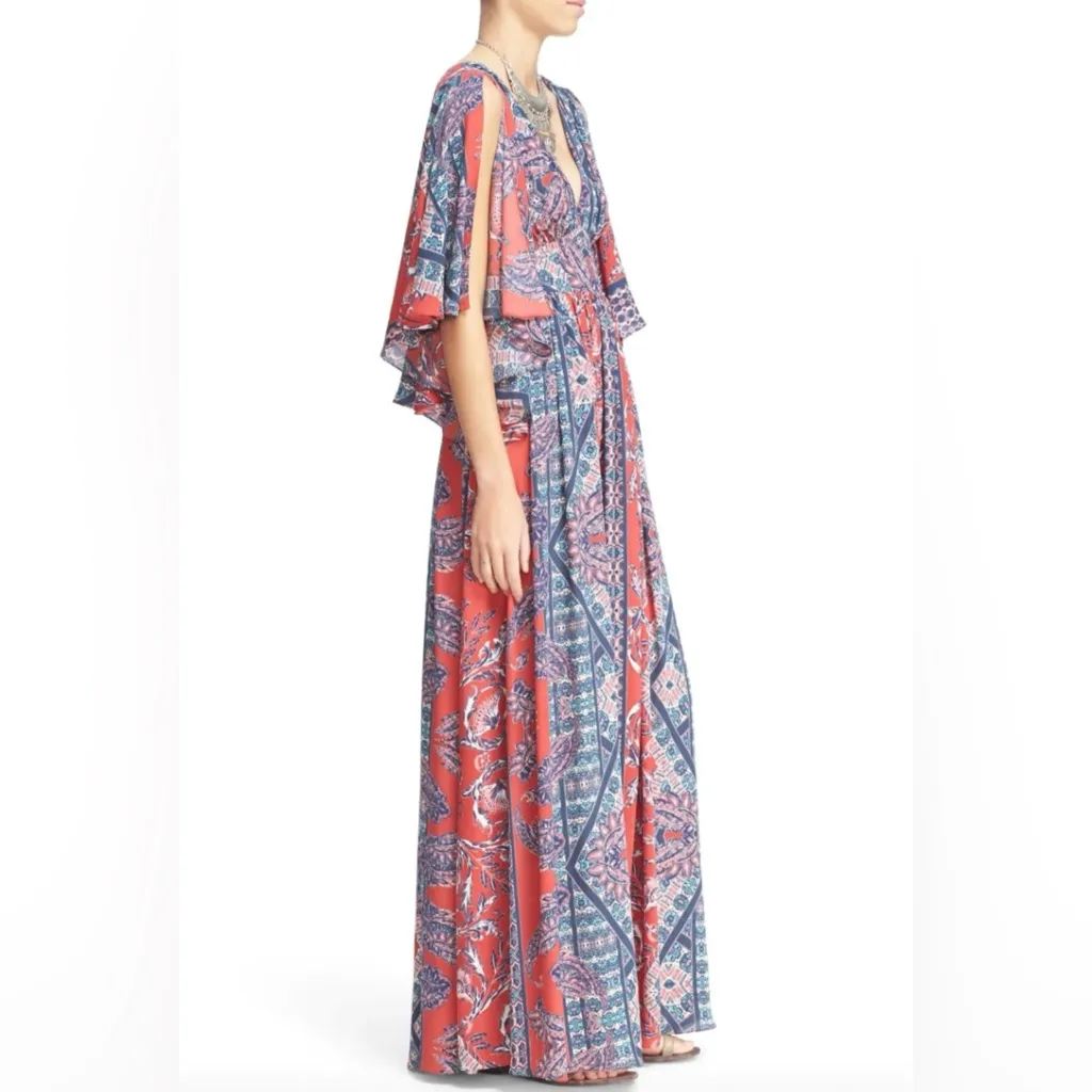 NWT Free People Women's size 2 Fern Print Maxi Dress Boho Gypsy Cherry Combo - Image 2