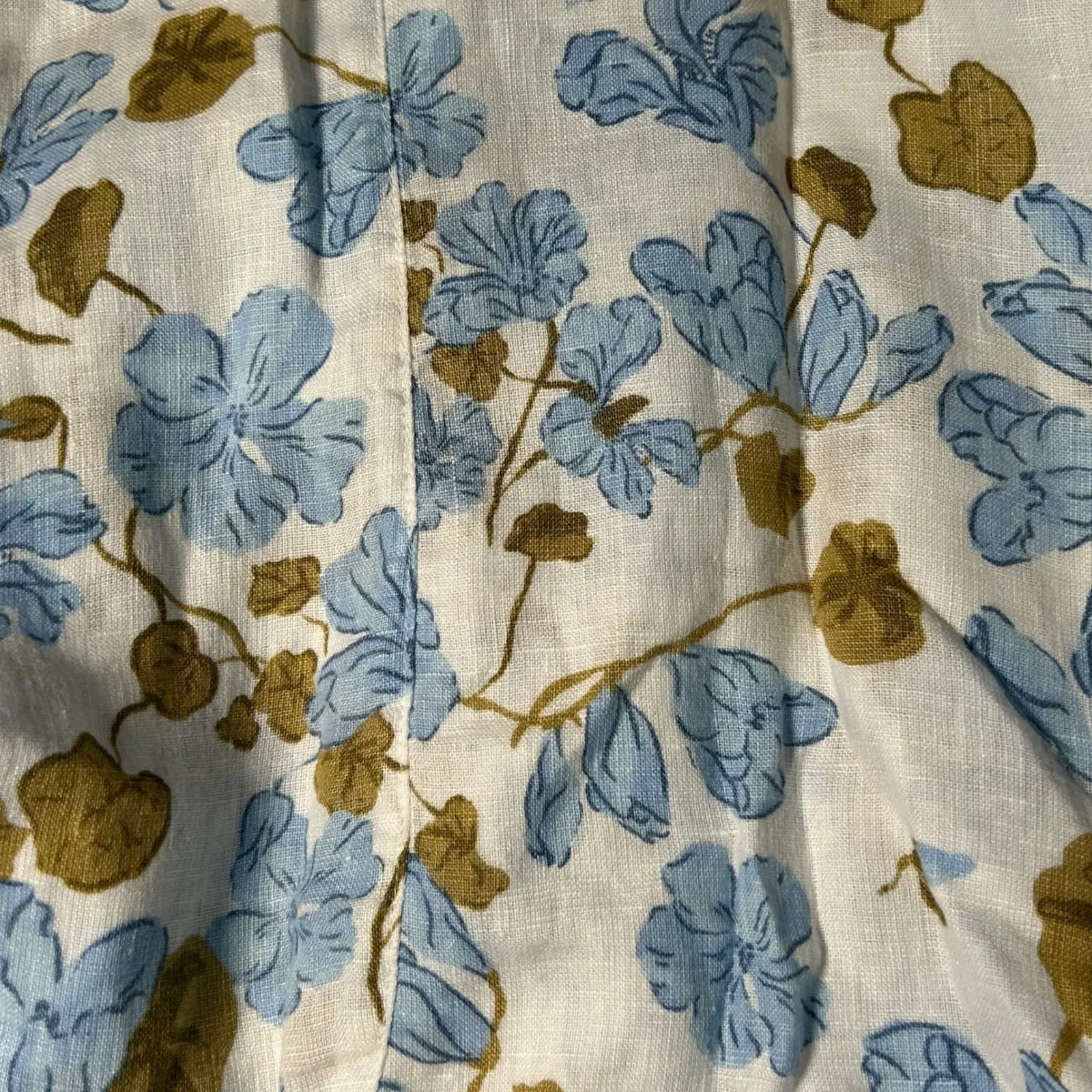 Joie Linen Floral Square Neck Smocked Puff Sleeve Cropped Top Women L - Image 6