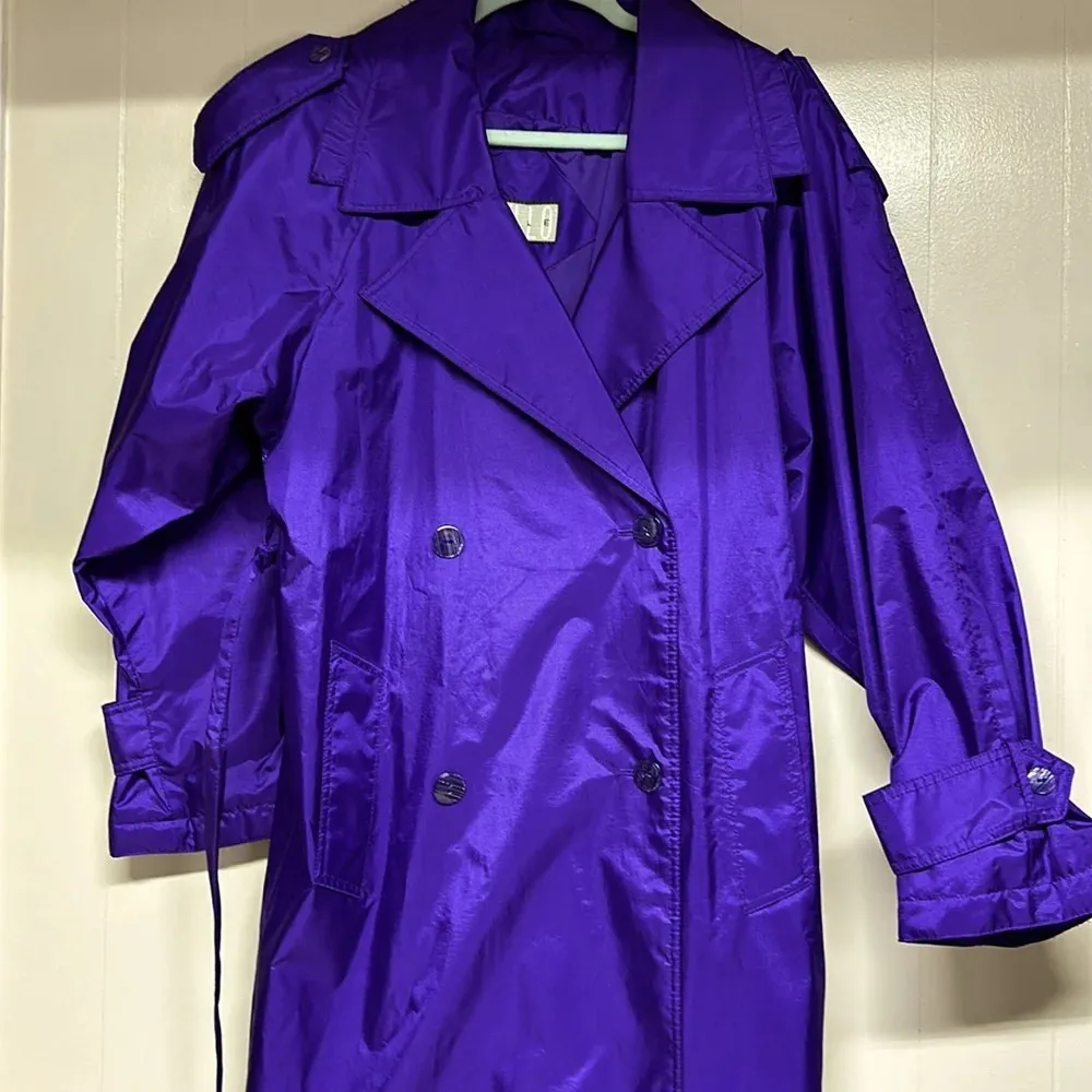 Vintage 80s Otello Pelle Derp Purple Raincoat - Image 4