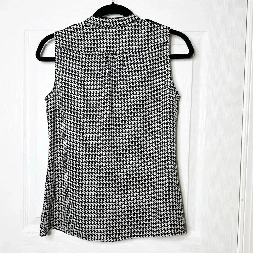 BANANA REPUBLIC Houndstooth‎ Sleeveless Shell Size 4 Petite Preppy Grandmacore - Image 4