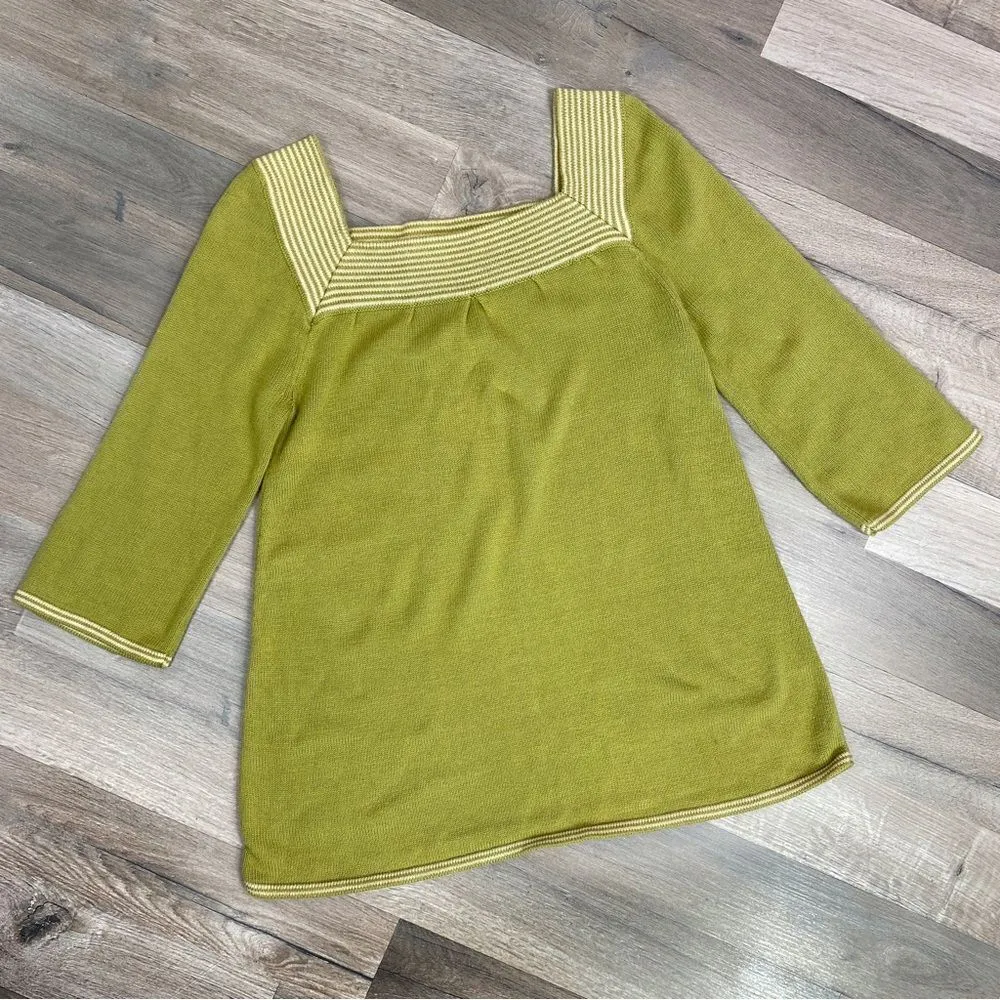 Banana Republic Factory Striped Square Neck Sweater Olive Green Small - Image 10