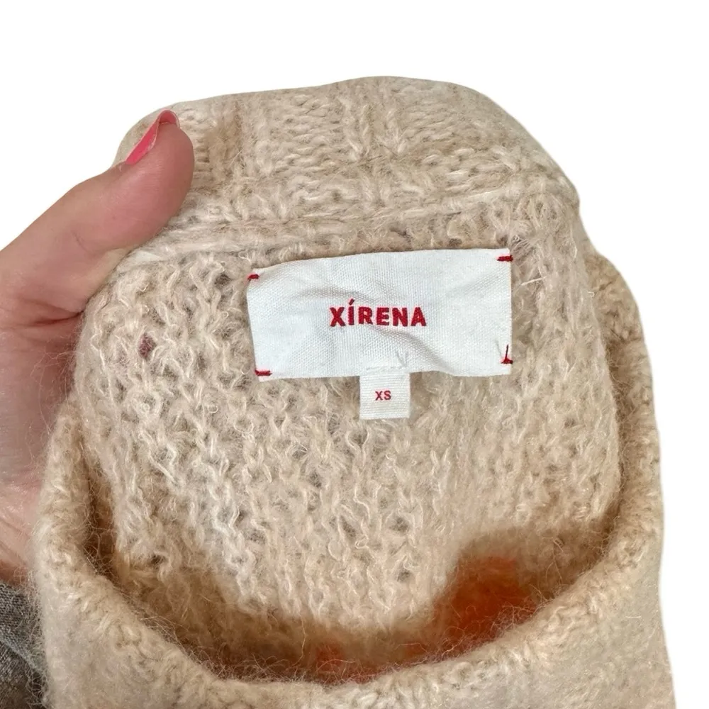 Xirena Sofia Alpaca Jacquard Knit Chunky Boxy Cropped Sweater in Dahlia Fiesta Pink Size XS - Image 10