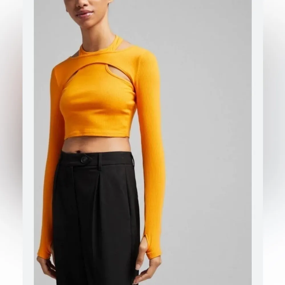 Bershka Fitted Long Sleeve Shirt Yellow - Image 7