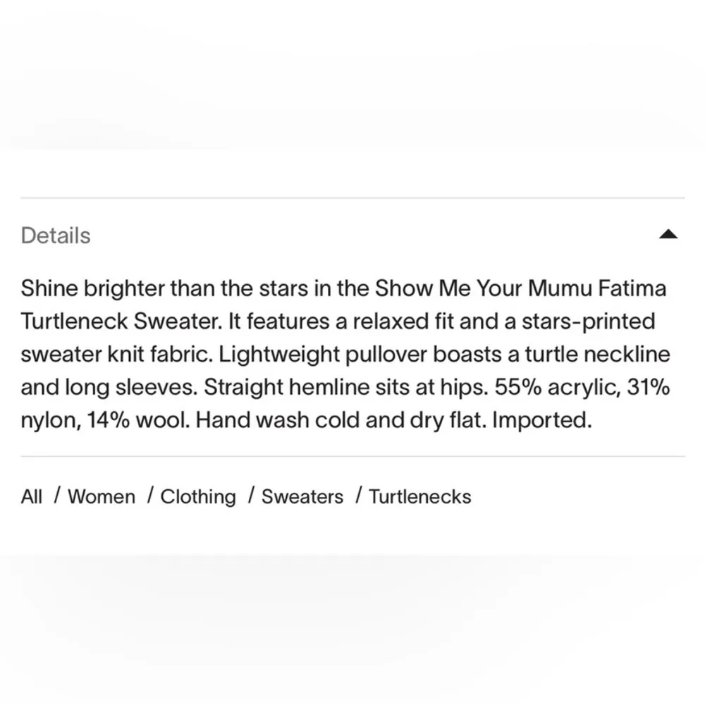 Show Me Your Mumu Fatima Turtleneck Sweater in Smokey Star Sz Small - Image 9