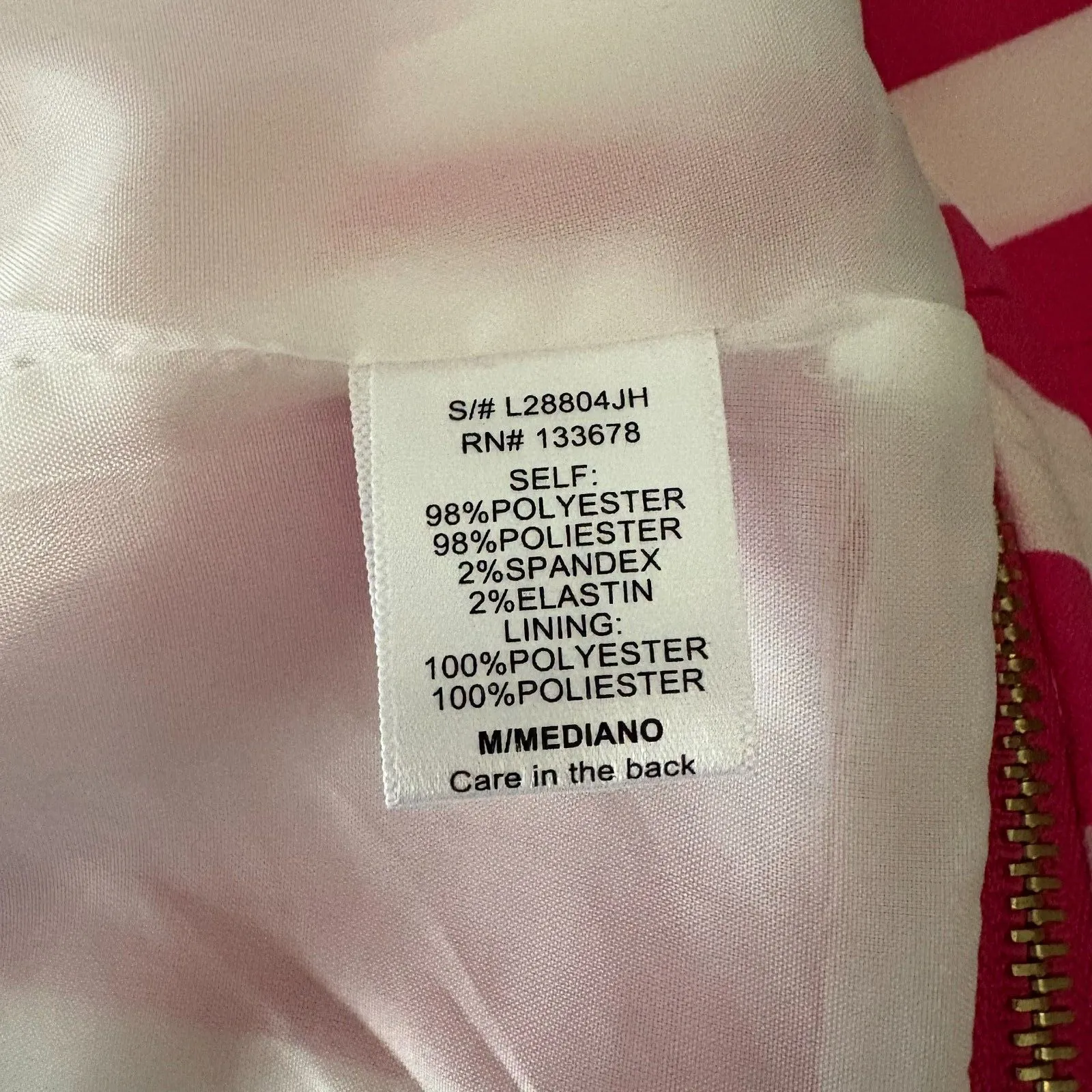 Love Tree Hot Pink White Striped Open Front Blazer Zip Detail Jacket Size Medium - Image 4