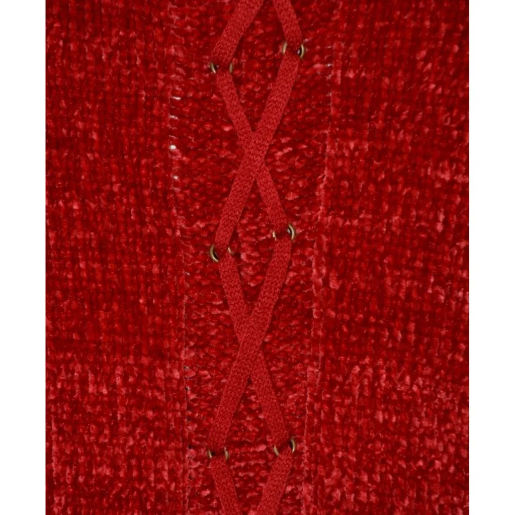 Simply Noelle Ladies Dark Red Open Front Chenille Cardigan Sweater Size 8-10 - Image 7